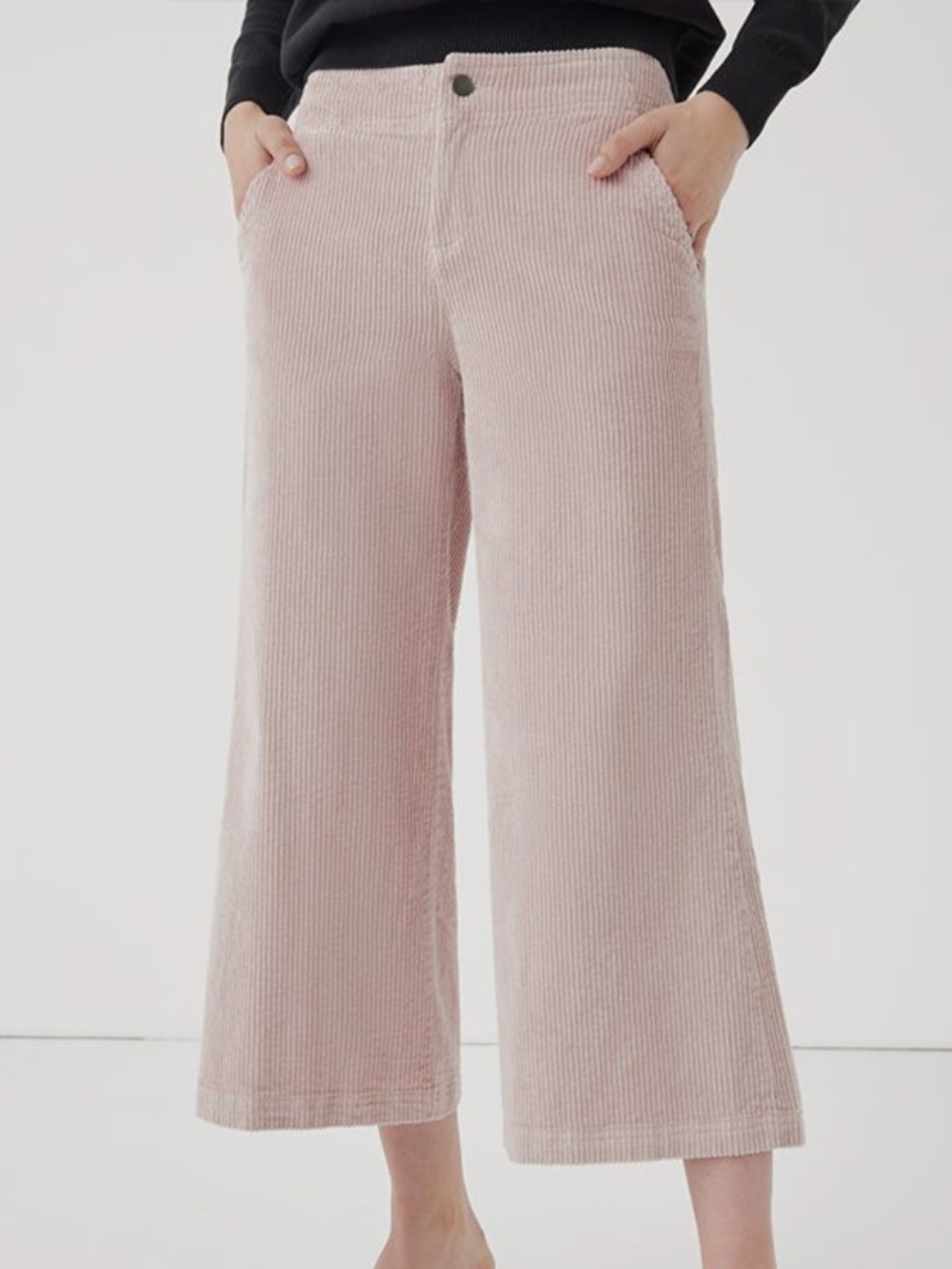pact - Classic Corduroy Wide Leg Mid Rise Cotton Tan Blush Crop Pant - XXL